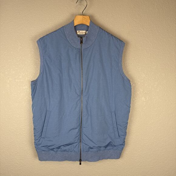 Peter Millar Crown Comfort Men Quilted Hybrid Sweater Vest Size XL Blue Full Zip - Picture 1 of 5
